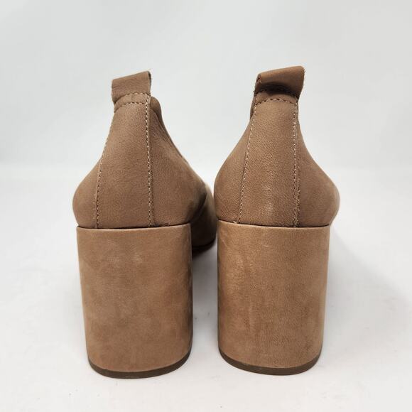 1 State Madene Tan Brown Leather Pumps Heels Size 9 M Block Heel Square Toe - Picture 5 of 8